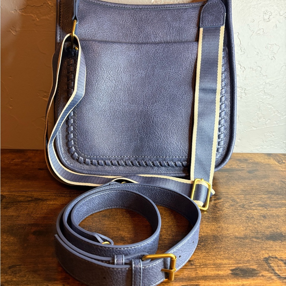 Style & Co. Whipstitch Crossbody Bag Moonlight Blue Magnetic Snap